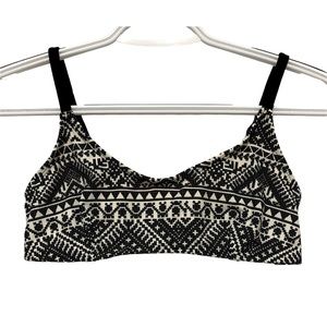 Xhilaration Bralette Black & White Bikini Top Size M Stretchy Adjustable Straps